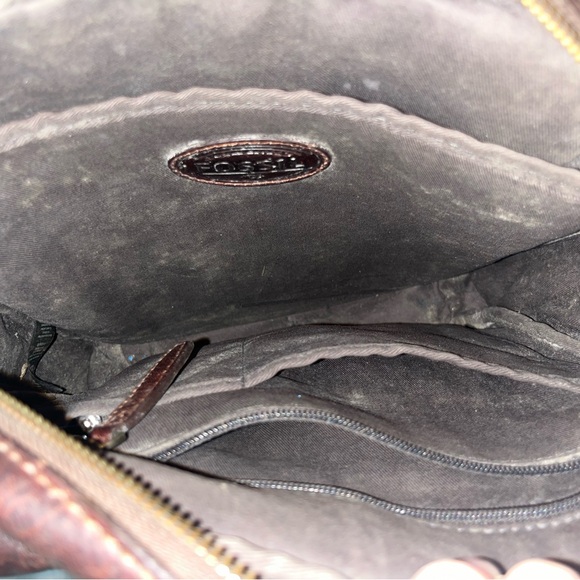 Fossil Vintage Dylan City Brown Leather Crossbody Satchel Bag Unisex - Picture 5 of 7